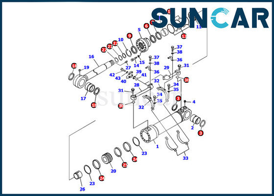 Komatsu 707-98-56210 Bottom Dump Cylinder Seal Kit PC1100-6 Excavator Sealing Repair Service Kit