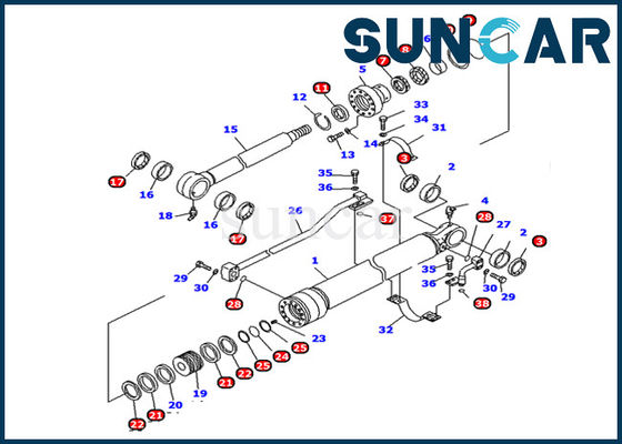 707-99-25800 Komatsu Bucket Cylinder Seal Kit Fits PC128US-2-A Excavator Hydraulic Cylinder Inner Parts