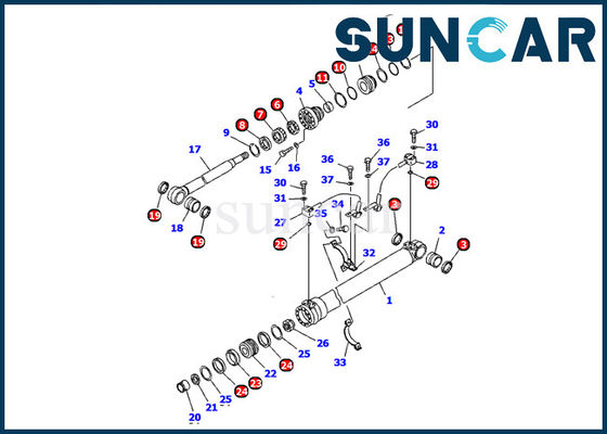 707-99-36290 1ST Boom Cylinder Seal Kit Fits Komatsu PC120 PW130 Excavator Inner Replacement