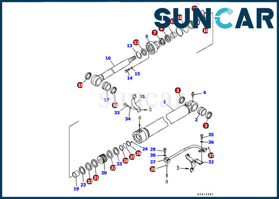 Boom Cylinder Seal Kit 707-99-37350 Komatsu PC128US-2-AC Excavator Inner Repair Parts