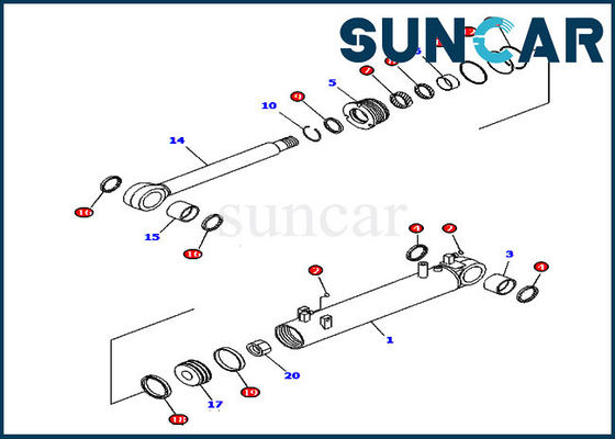 D85EX-15 D85EX-15E0 Models 707-99-43250 Komatsu Trimming Tilt Cylinder Seal Repair Kit