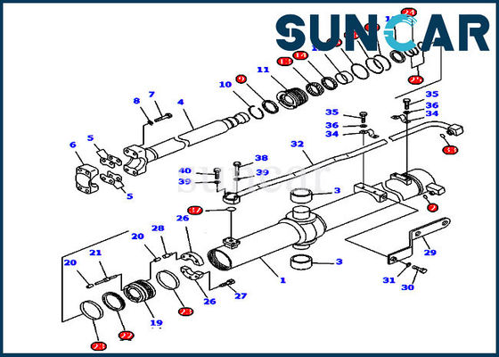 D85MS-15 Hydraulic Seal Kits 707-99-45160 Rotor Lift Cylinder Sealing Kit Komatsu Repair Parts