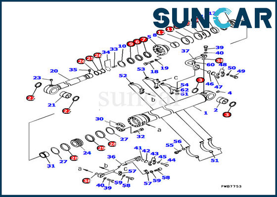 Komatsu Service Kit 707-99-67290 Bucket Cylinder Seal Kits For PC1100-6 Excavator Inner Parts