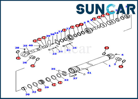 Komatsu 707-99-72380 Bucket Cylinder Seal Kit Inner Repair Service Kit PC1250-7 Excavator Model