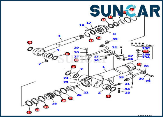 PC128UU-1 Excavator 707-99-38710 Komatsu Arm Cylinder Sealing Kit Equipment Inner Parts