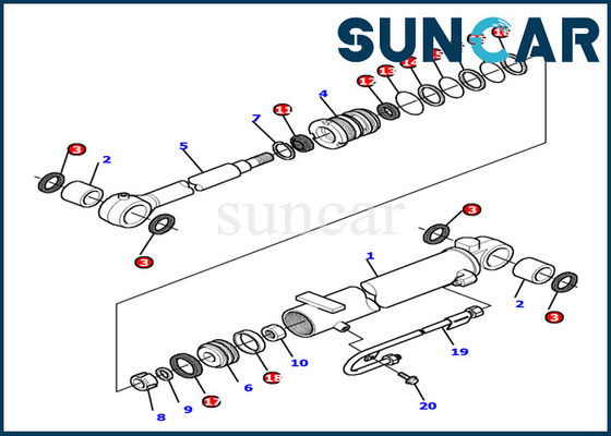 878000503 Boom Cylinder Seal Kit Komatsu Inner Part Excavator Service Kit Fits Excavator PC12R-8