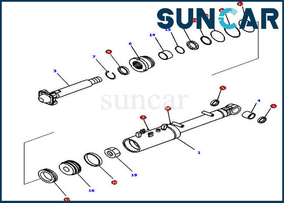 D65EX-16 Komatsu 707-99-43320 Tilt And Pitch Cylinder Service Kit Dozer Blade Tilt Seal Kit
