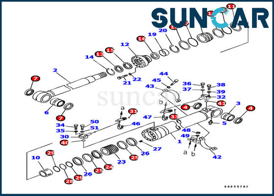 PC180LC-7-E0 Komatsu 707-99-38760 Boom Cylinder Seal Kit Excavator Service Kit  Inner Oil Seal Parts