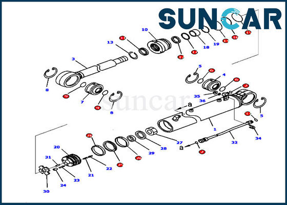 707-99-36720 Dozer Blade Angle Cylinder Seal Repair Kit Fits D65EX-16 D65PX-16 Komatsu