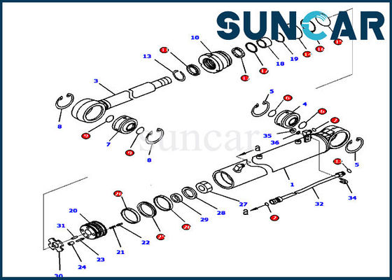 D65WX-16 Angle Cylinder Sealing Kit 707-99-36680 Dozer Komatsu Cylinder Repair Kit