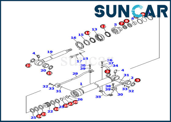 707-99-24740 Bucket Cylinder Inner Parts Seal Kit Fits PC130F-7 Komatsu Excavator Repair Kits