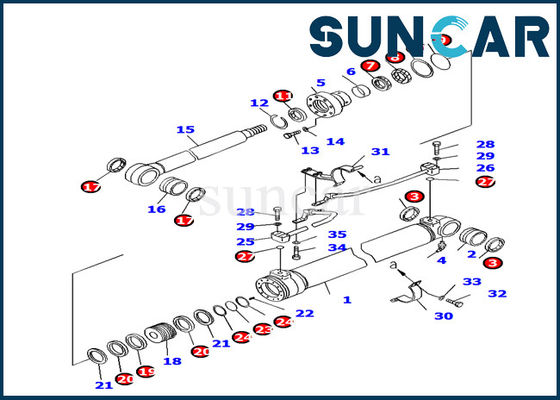 707-99-27460 Komatsu Boom Cylinder Sealing Kit Oil Resistance PC130F-7 Machinery Inner Parts