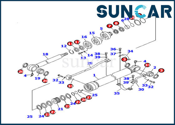 707-99-27470 Komatsu Bucket Cylinder Service Kit Seal Repair Kit For PC130F-7 Excavator Replacement