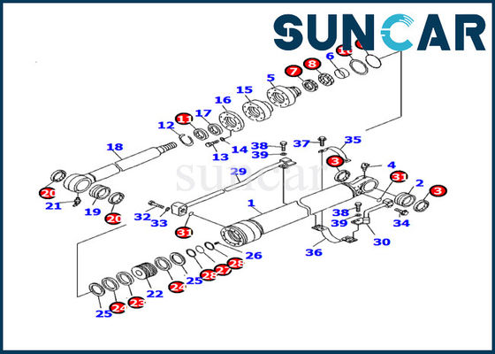 707-99-27590 Excavator Bucket Cylinder Seal Kit Fits Komatsu Inner Parts Models PC130F-7