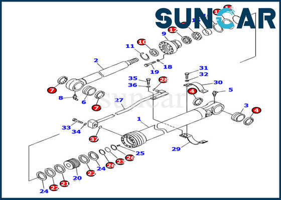PC138US-8 Komatsu 707-99-27780 Excavator Bucket Cylinder Seal Kit Machinery Sealing Repair Parts