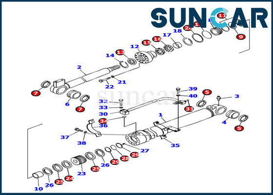 707-99-38450 Boom Cylinder Sealing Kit Komatsu PC138US-8 Excavator Replacement Kits