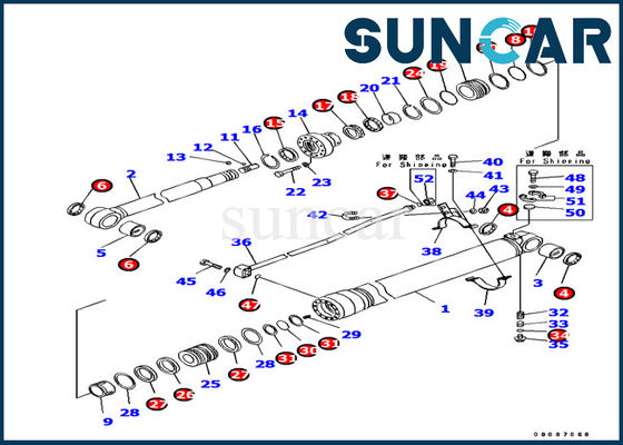 707-99-38820 Komatsu PC138US-8 Excavator Inner Parts Arm Cylinder Seal Kit Machinery Repair Kit
