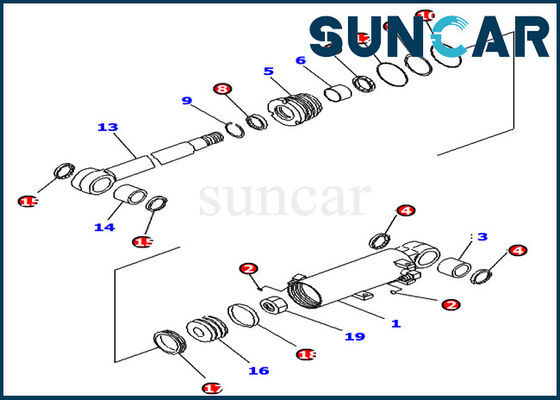 707-98-13900 Komatsu Blade Lift Cylinder Seal Kit Fits Excavator PC14R-2 PC16R-3 PC18MR-3 Model