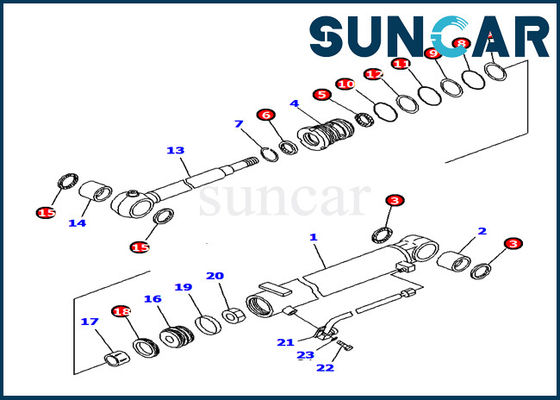 707-98-12380 Boom Cylinder Seal Kit Hydraulic Cylinder Inner Parts Komatsu PC15MR-1 Model Service Kit