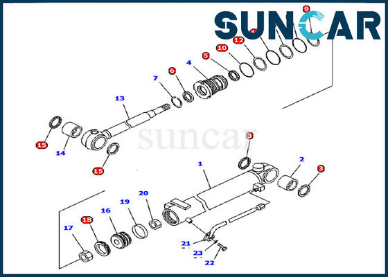 707-98-12330 Boom Cylinder Seal Kit Komatsu Excavator PC15R-8 Model Inner Parts Service Kit
