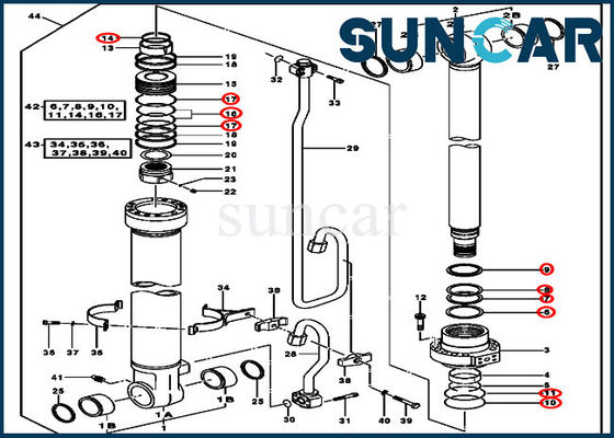 AH225136 Boom Hydraulic Cylinder Kit Excavator Seal Kit Fits John Deere 2154D 225CLC