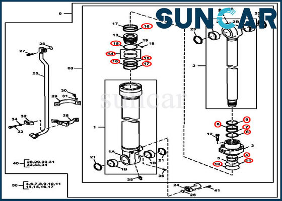 John Deere AH225137 Bucket Repair Seal Kit 2154D 225DLC Excavator Hydraulic Service Kit