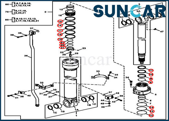 DEERE Hydraulic Seal Kit FYA00012906 Arm Sealing Kit 180GLC 190GW Cylinder Components