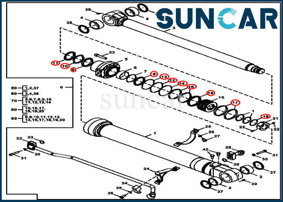 Cylinder Repair Seal Kit FYA00012901 Bucket Sealing Kit For 135G 130G Excavator John Deere