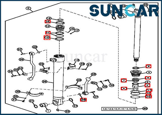 4369716 Bucket Oil Seal Kit Cylinder Service Kit For Excavator 190 80 John Deere