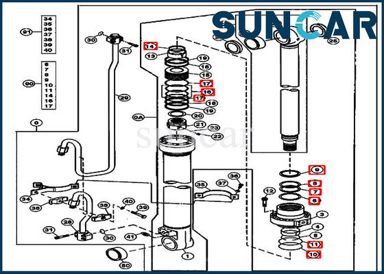 4662884 Boom Cylinder Seal Repair Kits For 2154D 200LC JOHN DEERE Models Equipment