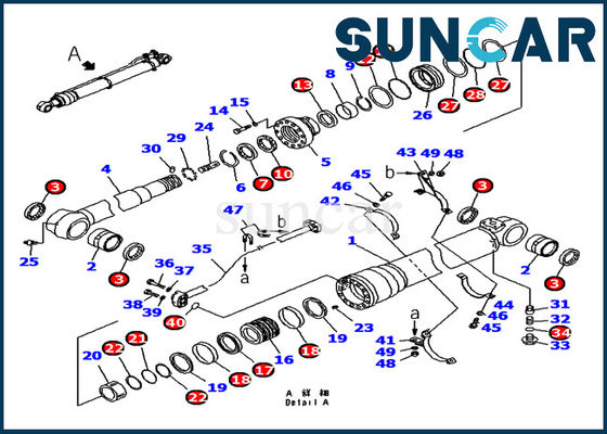 707-98-48610 Komatsu Excavator Seal Kits Arm Cylinder Repair Seal Kit For PC180 PC200 PC210