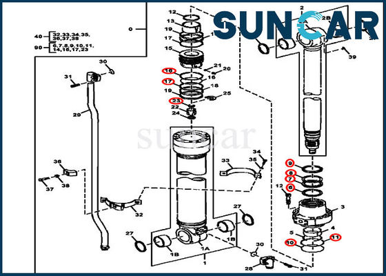 Wear Resistance FYA00001400 Excavator Arm Sealing Kit 245GLC 230GW Deere Cylinder Kits