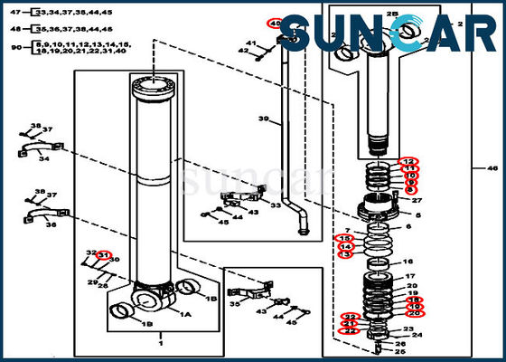 Excavator Hydraulic Seals FYA00010733 Arm Repair Seal Kit Fits For John Deere 270DLC Models