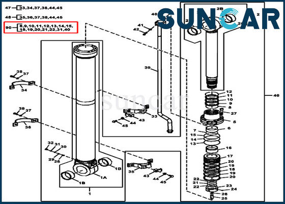 FYA00008675 John Deere Arm Cylinder Seal Kit ISO9001 290GLC 270DLC Sealing Kit
