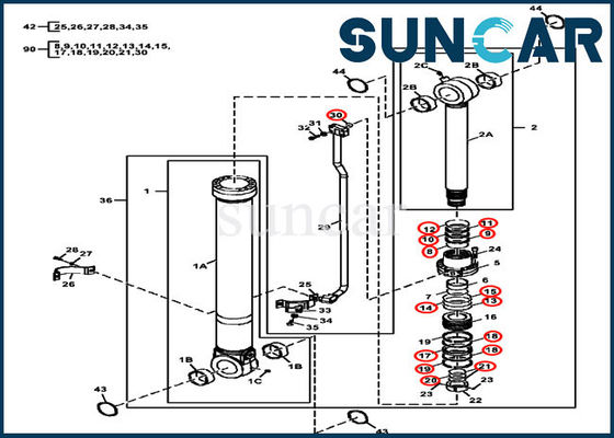 FYA00010735 Excavator Service Kit John Deere Hydraulic Bucket Cylinder Components