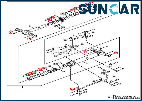Boom Sealing Kit 4640107 Seal Kits LH RH Cylinder Fits John Deere Excavator 370C 3554