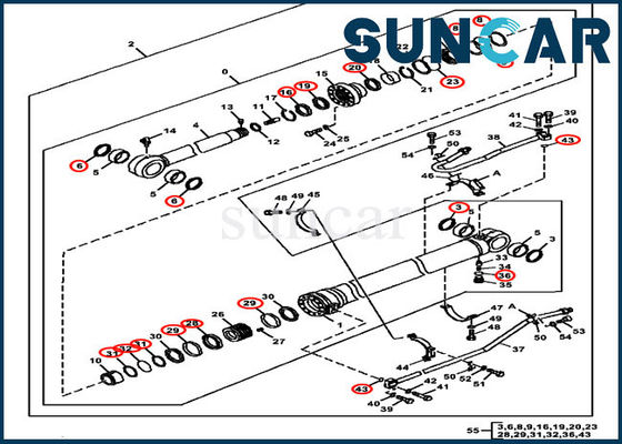 4640118 Dipper Stick Arm Sealing Kit Fits John Deere 350GLC 370C 350DLC Excavator Models