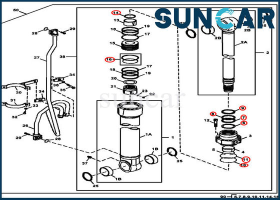 4S00783 JOHN DEERE Boom Repair Sealing Kit Cylinder Components Fits 380GLC 350GLC Excavator