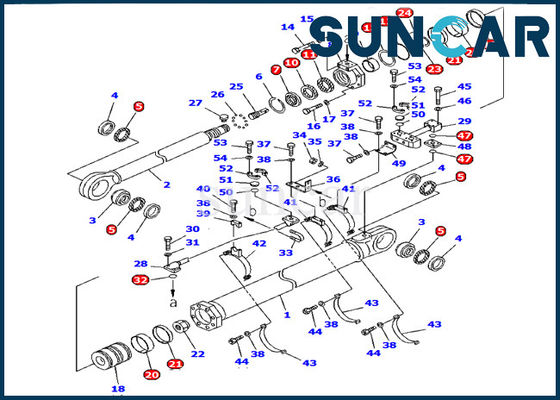 Komatsu Excavator PC1600-1 Model Arm Cylinder Seal Kit 707-99-85200 Hydraulic Inner Repair Parts