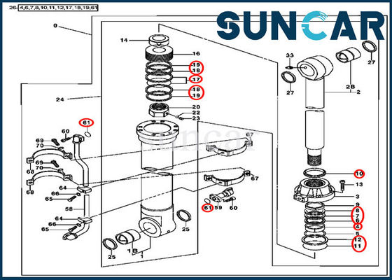 AT314427 Hydraulic Bucket Cylinder Kit Excavator Seal Kits Fits 450LC John Deere Parts