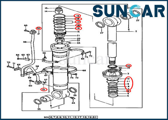 AT196471 Boom Cylinder Seal Kit Service Kits For 450CLC 550LC Deere Models Equipment