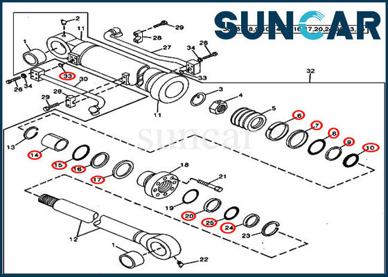 AT264443 Bucket Cylinder Replacement Seal Kit For John Deere 490 Excavator Models