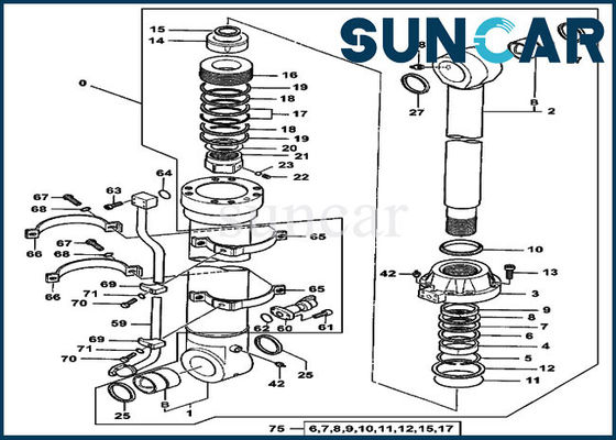 4438696 Bucket Service Kits Deere Cylinder Seal Repair Kit For 550LC Excavator