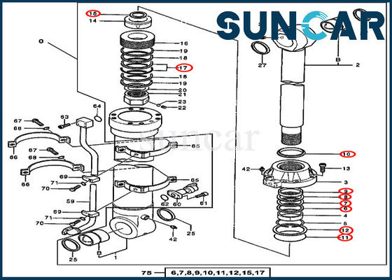 Bucket Repair Kits 4652906 Cylinder Sealing Kit Fits Deere 670GLC 600C LC Excavator