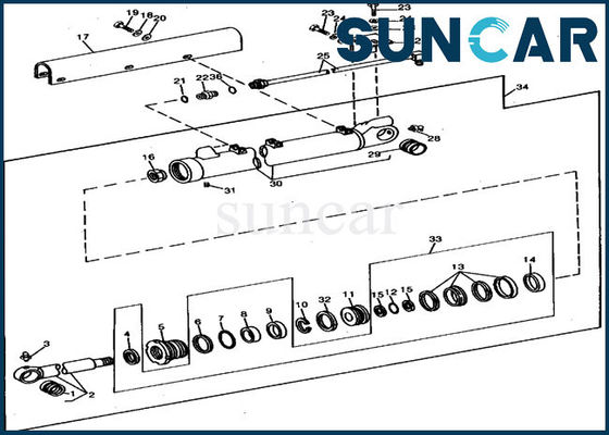 JOHN DEERE RE15906 Replacement Bucket Cylinder Repair Seal Kit Fits 690 690B Excavator