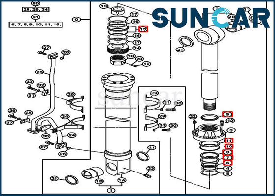 4653861 Hydraulic Boom Cylinder Seal Repair Kit Fits For 850DLC 870GLC John Deere Parts