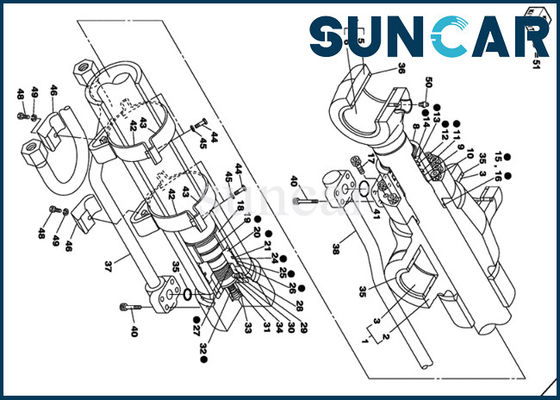 LZ00455 CASE Hydraulic Cylinder Service Kit CX135SR Backhoe boom cylinder Seal Repair Kit