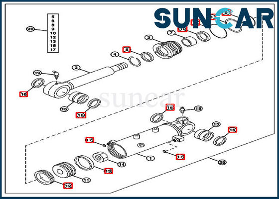 4652458 Blade Replacement Sealing Kit John Deere 27D Excavator Cylinder Seal Kits
