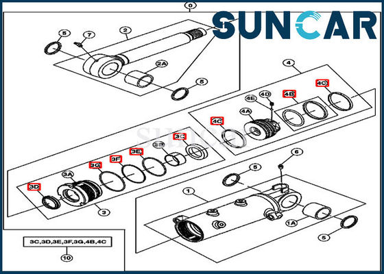 JOHN DEERE 4656428 Blade Seal Kit Hydraulic Cylinder Repair Kits For 27D Excavator Models