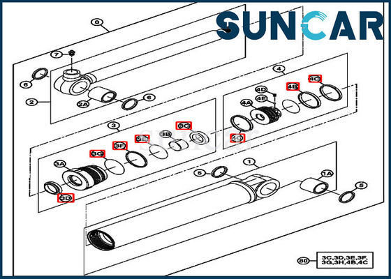 4667619 John Deere Swing Cylinder Repair Oil Seal Kits 17D Excavator Hydraulic Service Kit